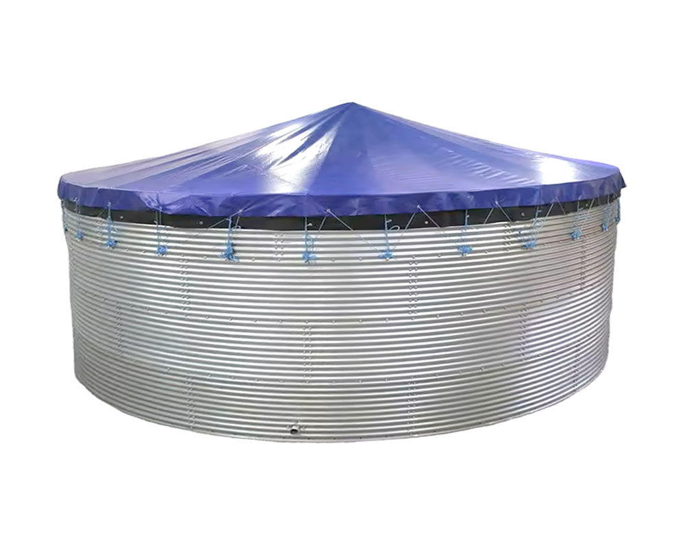 Corrugated Steel Water Tank. PVC Roof